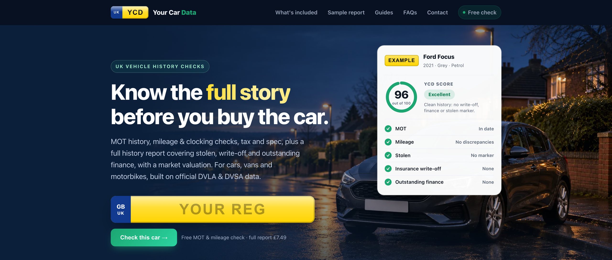 Your Car Data, UK vehicle history checks. Know the full story before you buy the car